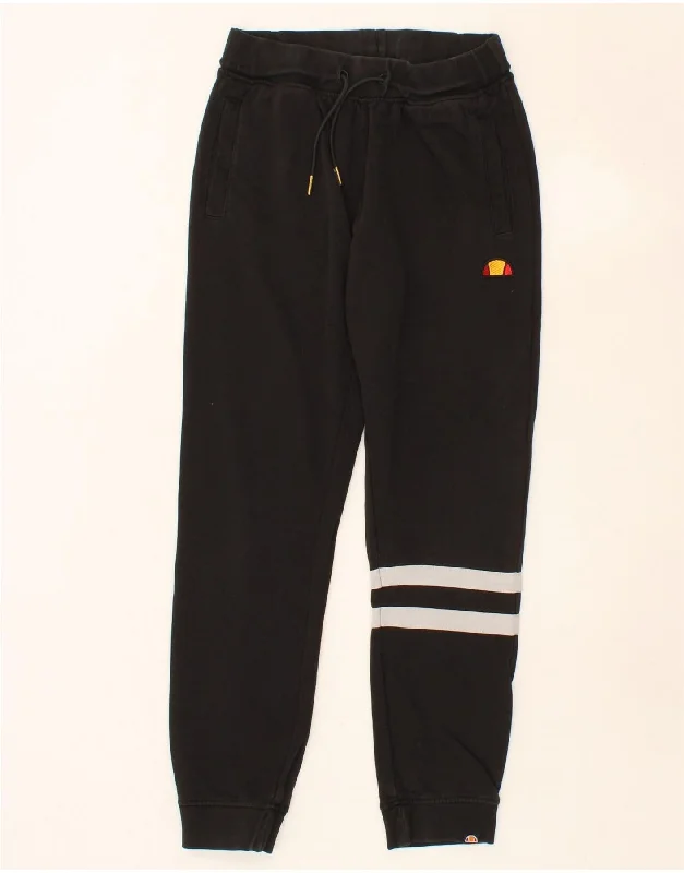 ELLESSE Womens Tracksuit Trousers Joggers UK 8 Small  Black Striped Cotton