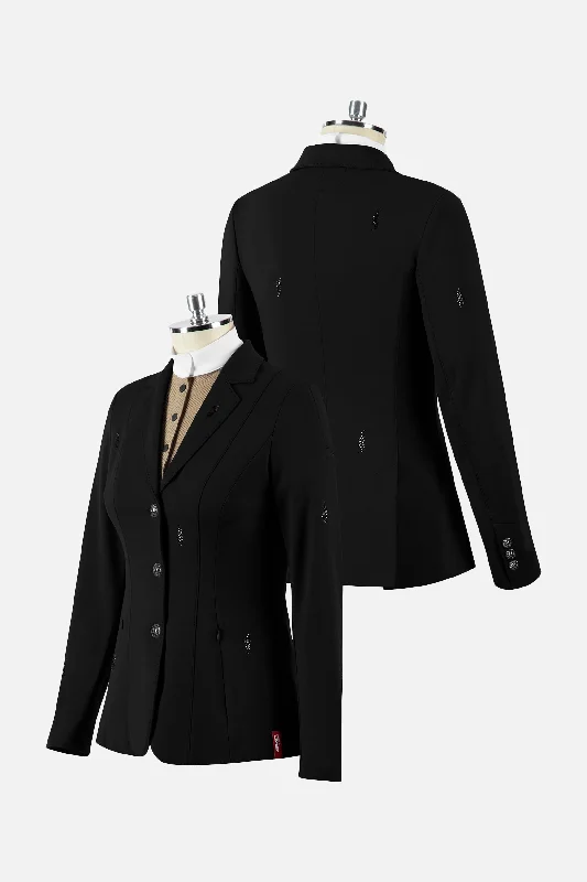 Animo Ladele Womens Compeition Jacket - Black Zippered Front Buttoned Front Snap Front