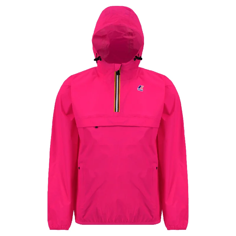Leon - Packable Quarter Zip Rain Jacket in Pink Intense Denim Fabric Leather Fabric Suede Fabric Leon - Packable Quarter Zip Rain Jacket in Pink Intense Denim Fabric Leather Fabric Suede Fabric