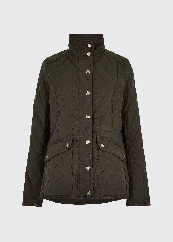 Corrib Quilted Jacket - Verdigris Tiered Jacket Buttoned Jacket Zippered Jacket