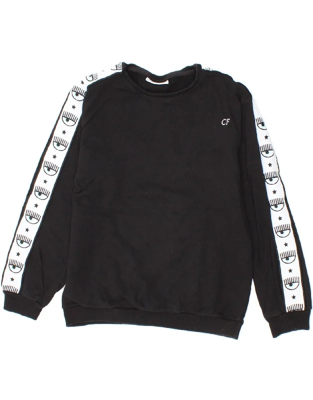 CHIARA FERRAGNI Girls Graphic Sweatshirt Jumper 11-12 Years Black Cotton