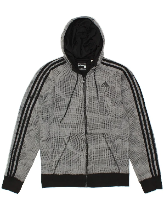 ADIDAS Mens Zip Hoodie Sweater Small Grey Flecked Polyester