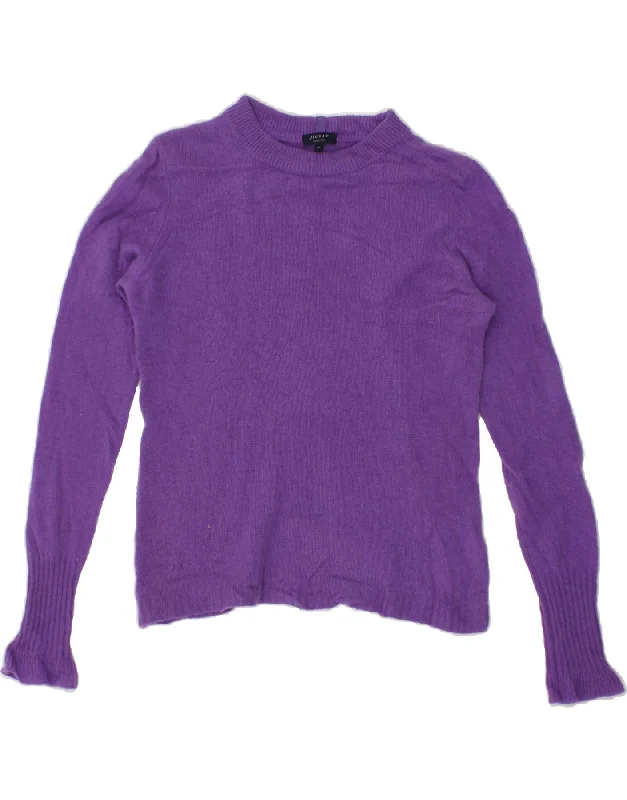 JIGSAW Womens Crop Boat Neck Jumper Sweater UK 14 Medium Purple Cashmere