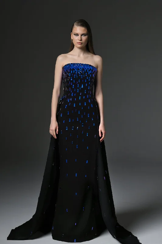 Baguette embroidered crepe dress sweetheart Neckline Romantic