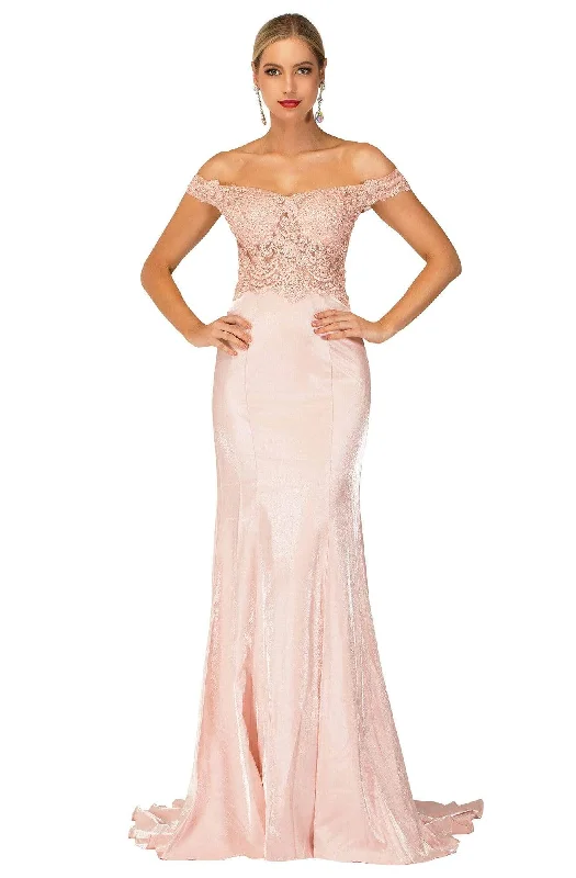 Cecilia Couture - 2142 Off-Shoulder Laced Long Dress Off-the-shoulder Chic Trendy