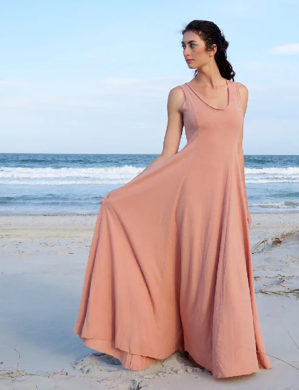 Crescent Princess Seam Long Dress Tunics Floral girly