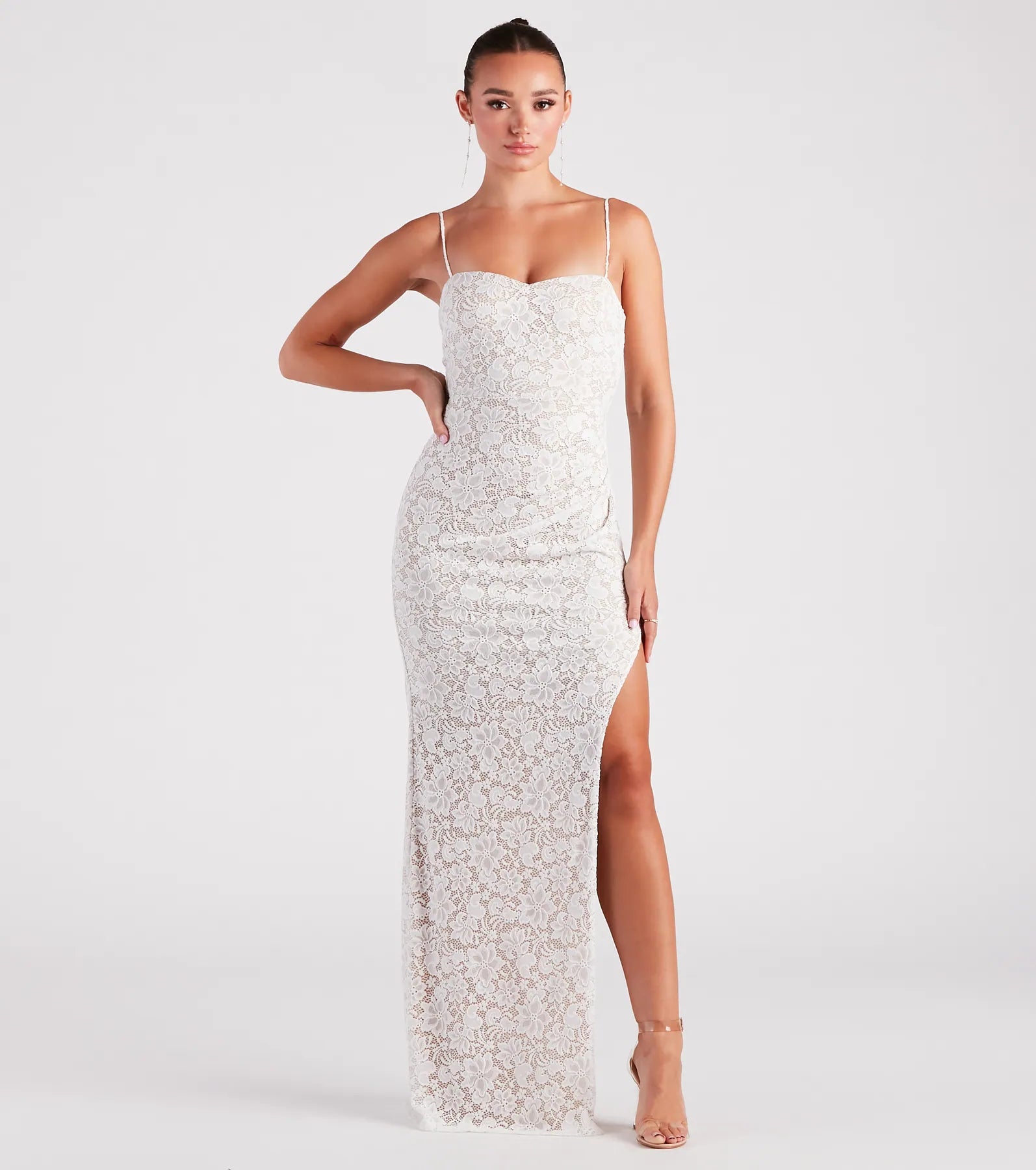 Daphne Formal Lace Slit Long Dress Maxi Flowy Bohemian