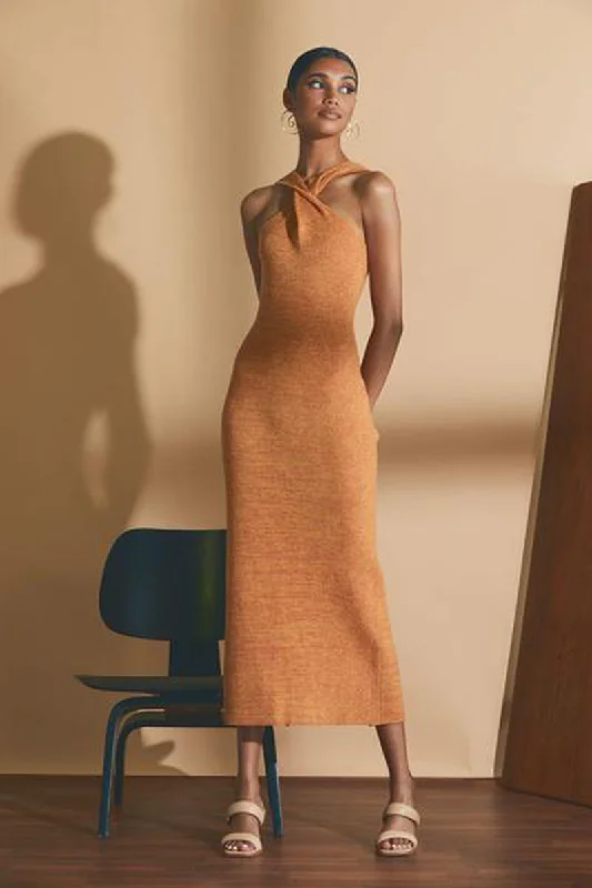 Stevie Knit Long Dress in Orange